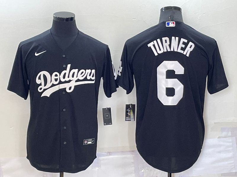 Men Los Angeles Dodgers #6 Turner Black Inversion Nike 2022 MLB Jersey->los angeles dodgers->MLB Jersey